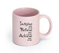DEBINGY ceramica Caffè e bevande calde Immagina, credi, realizza, insegna nella sala giochi per bambini （11oz/320ml） Lavabile in lavastoviglie Rosa