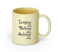 DEBINGY ceramica Caffè e bevande calde Immagina, credi, realizza, insegna nella sala giochi per bambini （11oz/320ml） Lavabile in lavastoviglie Beige