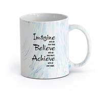 DEBINGY ceramica Caffè e bevande calde Immagina, credi, realizza, insegna nella sala giochi per bambini （11oz/320ml） Lavabile in lavastoviglie Blu marmo