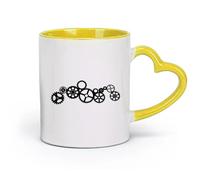 DEBINGY ceramica Caffè e bevande calde Ingranaggio Steampunk Logo Ruote dentate Giochi per bambini Sala giochi （11oz/320ml） Ristorante, ufficio Giallo