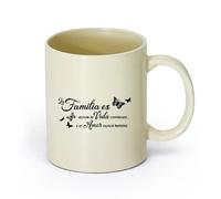 DEBINGY ceramica Caffè e bevande calde La Familia Es Donde La Vida Comienza Citazioni spagnole （11oz/320ml） Cappuccino, latte macchiato, tè, espresso Giallo chiaro