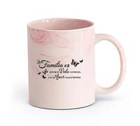 DEBINGY ceramica Caffè e bevande calde La Familia Es Donde La Vida Comienza Citazioni spagnole （11oz/320ml） Cappuccino, latte macchiato, tè, espresso Rosa marmo