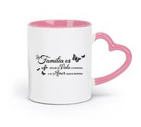 DEBINGY ceramica Caffè e bevande calde La Familia Es Donde La Vida Comienza Citazioni spagnole （11oz/320ml） Cappuccino, latte macchiato, tè, espresso Rosa