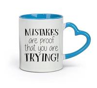 DEBINGY ceramica Caffè e bevande calde L'errore nel testo motivazionale dimostra che ci stai provando （11oz/320ml） per tè, cioccolata calda Blu