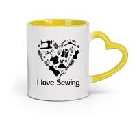 DEBINGY ceramica Caffè e bevande calde Love Sewing Negozio di cucito Negozio di abbigliamento Moda （11oz/320ml） per espresso, set da tè Giallo