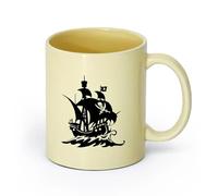 DEBINGY ceramica Caffè e bevande calde Nave corsara a vela pirata capitano teschio ossa incrociate （11oz/320ml） Ottimo regalo per gli innamorati Beige