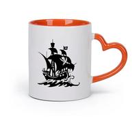 DEBINGY ceramica Caffè e bevande calde Nave corsara a vela pirata capitano teschio ossa incrociate （11oz/320ml） Ottimo regalo per gli innamorati Arancione