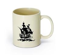 DEBINGY ceramica Caffè e bevande calde Nave corsara a vela pirata capitano teschio ossa incrociate （11oz/320ml） Ottimo regalo per gli innamorati Giallo chiaro