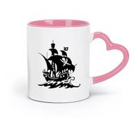 DEBINGY ceramica Caffè e bevande calde Nave corsara a vela pirata capitano teschio ossa incrociate （11oz/320ml） Ottimo regalo per gli innamorati Rosa