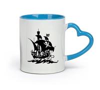 DEBINGY ceramica Caffè e bevande calde Nave corsara a vela pirata capitano teschio ossa incrociate （11oz/320ml） Ottimo regalo per gli innamorati Blu