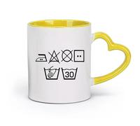 DEBINGY ceramica Caffè e bevande calde Simboli per la lavanderia, cartelli per la cucina e il bagno （11oz/320ml） per Tè, caffè e bevande calde Giallo