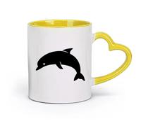DEBINGY ceramica Personalizzata Tazze Delfino Animale Marino Museo Marino Stanza dei Bambini （11oz/320ml） Cappuccino, latte macchiato, tè, espresso Giallo