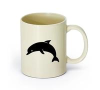 DEBINGY ceramica Personalizzata Tazze Delfino Animale Marino Museo Marino Stanza dei Bambini （11oz/320ml） Cappuccino, latte macchiato, tè, espresso Giallo chiaro