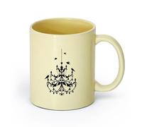 DEBINGY ceramica Personalizzata Tazze Lampada a sospensione a forma di uccello volante da cucina （11oz/320ml） Cappuccino, latte macchiato, tè, espresso Beige