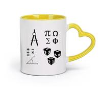 DEBINGY ceramica Personalizzata Tazze Simboli matematici Scuola di matematica Scienza matematica （11oz/320ml） Ottimo per casa, ufficio, bar, idee regalo Giallo