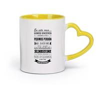 DEBINGY ceramica Tazza - Ceramica In questa casa le regole dello spagnolo In questa casa le regole dello spagnolo Citazioni d'amore per la famiglia （11oz/320ml） per uomo e donna Giallo