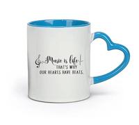 DEBINGY ceramica Tazza - Ceramica La musica è vita - Citazioni, note, studio di registrazione per amanti della musica （11oz/320ml） per espresso Blu