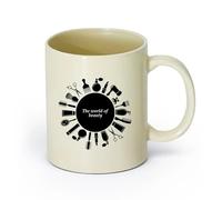 DEBINGY ceramica Tazza - Ceramica Simboli del salone di bellezza con strumenti del salone di bellezza e spazio per il testo （11oz/320ml） per uomo e donna Giallo chiaro