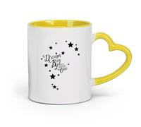 DEBINGY ceramica Tazza - Ceramica Sogni grandi e piccoli - Citazione Luna e stelle nella cameretta dei bambini （11oz/320ml） per ufficio, casa Giallo