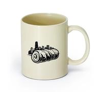 DEBINGY ceramica Tazza - Ceramica uno skyline cittadino che spunta da dietro un grande rotolo di flash per tatuaggi （11oz/320ml） per espresso Giallo chiaro