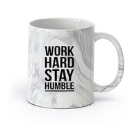 DEBINGY ceramica Tazza da caffè con manico - Ceramica classica Lavora duro e resta umile （11oz/320ml） per caffè, zuppa, tè, latte, latte macchiato, cioccolata calda, donna, uomo Nero marmo