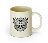 DEBINGY ceramica Tazza da caffè con manico - Ceramica classica simbolo del dio eros （11oz/320ml） Ufficio, casa, bar, lavabile in lavastoviglie e adatto al microonde Giallo chiaro