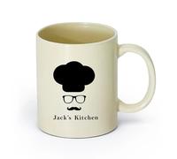 DEBINGY ceramica Tazza da caffè elegante Cappello da cuoco Barba Uomo Cucina Ristorante Cucina （11oz/320ml） Cappuccino, latte macchiato, tè, espresso Giallo chiaro