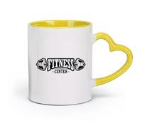 DEBINGY ceramica Tazza da caffè elegante Centro fitness, sala esercizi, studio di bodybuilding, logo del club （11oz/320ml） per espresso Giallo