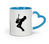 DEBINGY ceramica Tazza da caffè elegante Chitarrista elettrico Silhouette Music Room Rock Star （11oz/320ml） Tazze da caffè in ceramica per casa o lavoro Blu