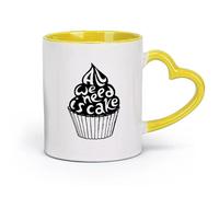 DEBINGY ceramica Tazza da caffè elegante Ciò di cui abbiamo bisogno è una torta, dei dolci, un bar, un fast food （11oz/320ml） Bar o regalo Giallo