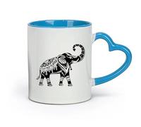 DEBINGY ceramica Tazza da caffè elegante Elefante indiano con la proboscide sollevata, simbolo di ricchezza （11oz/320ml） Lavabile in lavastoviglie Blu