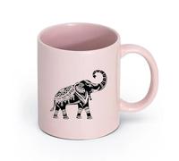 DEBINGY ceramica Tazza da caffè elegante Elefante indiano con la proboscide sollevata, simbolo di ricchezza （11oz/320ml） Lavabile in lavastoviglie Rosa