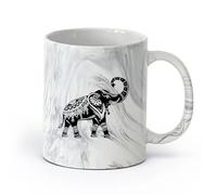 DEBINGY ceramica Tazza da caffè elegante Elefante indiano con la proboscide sollevata, simbolo di ricchezza （11oz/320ml） Lavabile in lavastoviglie Nero marmo