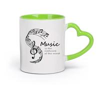 DEBINGY ceramica Tazza da caffè elegante La musica è la medicina dell'anima. La musica è perfetta. （11oz/320ml） Porcellana fine (ceramica) Verde