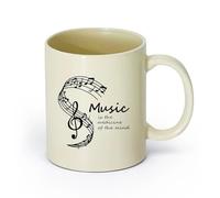 DEBINGY ceramica Tazza da caffè elegante La musica è la medicina dell'anima. La musica è perfetta. （11oz/320ml） Porcellana fine (ceramica) Giallo chiaro