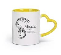 DEBINGY ceramica Tazza da caffè elegante La musica è la medicina dell'anima. La musica è perfetta. （11oz/320ml） Porcellana fine (ceramica) Giallo