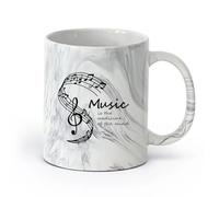 DEBINGY ceramica Tazza da caffè elegante La musica è la medicina dell'anima. La musica è perfetta. （11oz/320ml） Porcellana fine (ceramica) Nero marmo