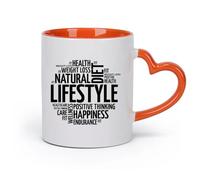 DEBINGY ceramica Tazza da caffè elegante Parole per uno stile di vita sano, motivazione, dieta, centro fitness （11oz/320ml） Bar o regalo Arancione