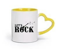 DEBINGY ceramica Tazza da caffè Let'S Rock Chitarra Musica Elettronica Note Band Pattern Music Bar Studio （11oz/320ml） e adatte al microonde Giallo