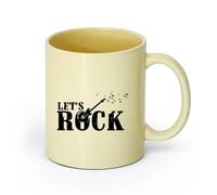 DEBINGY ceramica Tazza da caffè Let'S Rock Chitarra Musica Elettronica Note Band Pattern Music Bar Studio （11oz/320ml） e adatte al microonde Beige
