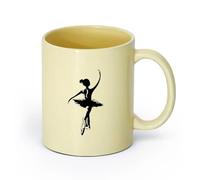 DEBINGY ceramica Tazza da caffè Modello per bambina di danza classica, scarpe da punta per la scuola di danza classica （11oz/320ml） per espresso Beige