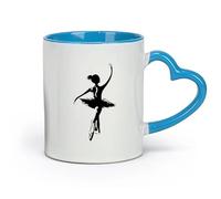 DEBINGY ceramica Tazza da caffè Modello per bambina di danza classica, scarpe da punta per la scuola di danza classica （11oz/320ml） per espresso Blu