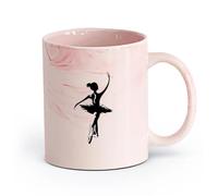 DEBINGY ceramica Tazza da caffè Modello per bambina di danza classica, scarpe da punta per la scuola di danza classica （11oz/320ml） per espresso Rosa marmo