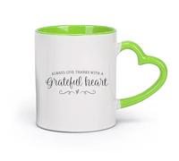 DEBINGY ceramica Tazza da caffè Siate sempre grati con un cuore grato Cristianesimo 1 Tessalonicesi 5:18 Introduzione （11oz/320ml） per casa o lavoro Verde