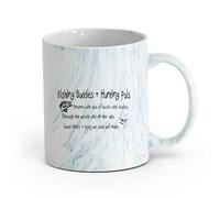 DEBINGY ceramica Tazza da tè Cartello con citazioni di compagni di pesca e caccia per la biblioteca dei bambini （11oz/320ml） per espresso Blu marmo