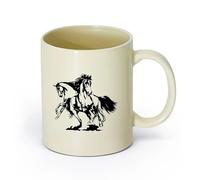 DEBINGY ceramica Tazza da tè Due cavalli che corrono su un'auto, un camper, un'avventura nella natura selvaggia, un cavallo, un animale （11oz/320ml） per casa o lavoro Giallo chiaro