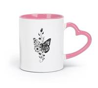 DEBINGY ceramica Tazza da tè e caffè alla moda Bellissimo Mandala a Farfalla Yoga Studio Boho Lotus Animal （11oz/320ml） per espresso, set da tè Rosa