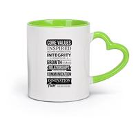 DEBINGY ceramica Tazza da tè e caffè alla moda Citazioni sui valori fondamentali della sala riunioni aziendale （11oz/320ml） per ufficio, casa Verde