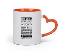 DEBINGY ceramica Tazza da tè e caffè alla moda Citazioni sui valori fondamentali della sala riunioni aziendale （11oz/320ml） per ufficio, casa Arancione