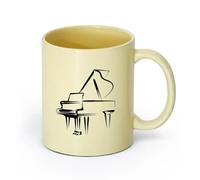 DEBINGY ceramica Tazza da tè e caffè alla moda Pattern per pianoforte musicale Music Studio Paino Set （11oz/320ml） per espresso, set da tè Beige